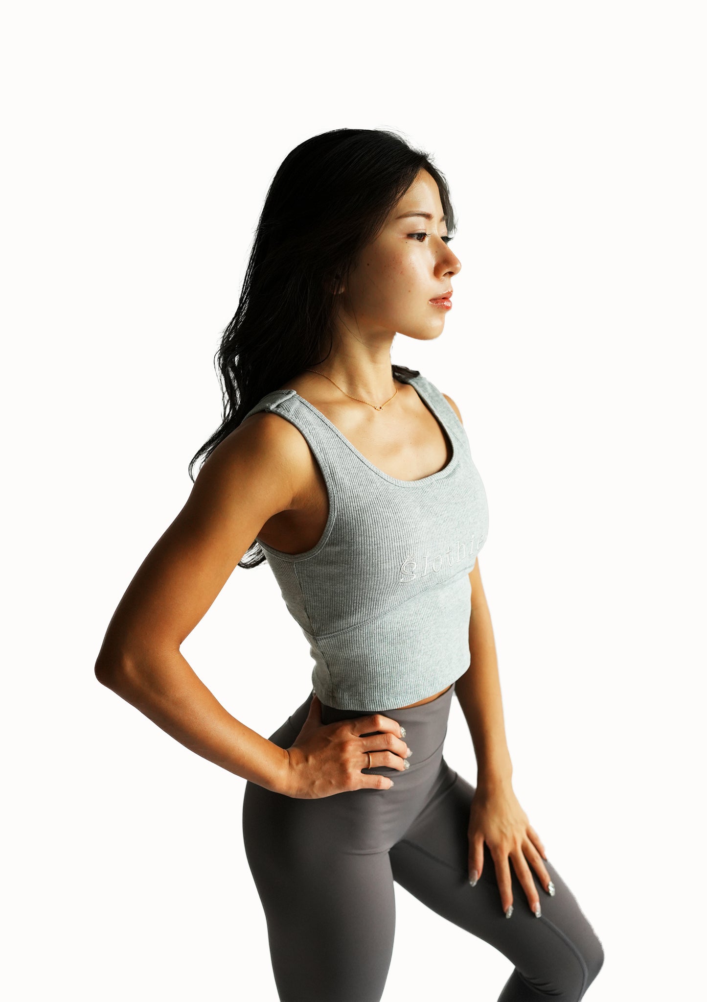 Scoop neck ribbed tank top