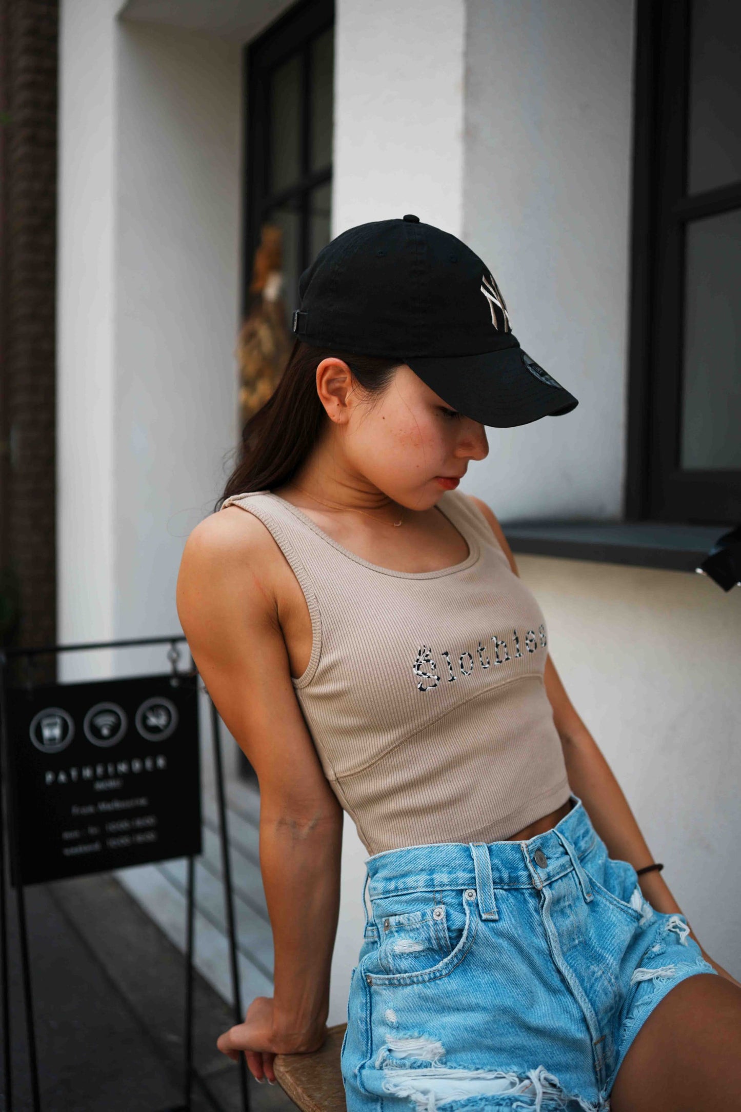 Scoop neck ribbed tank top