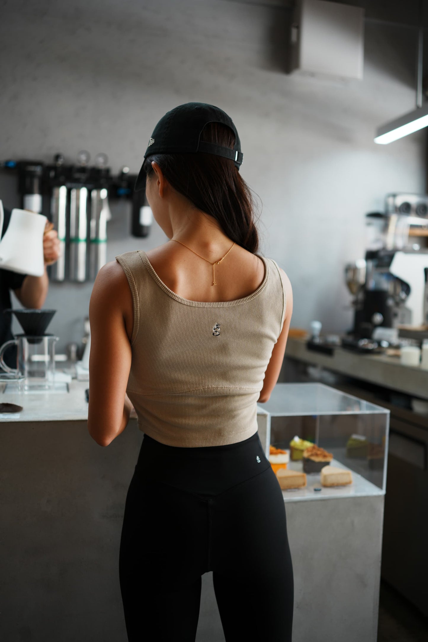 Scoop neck ribbed tank top